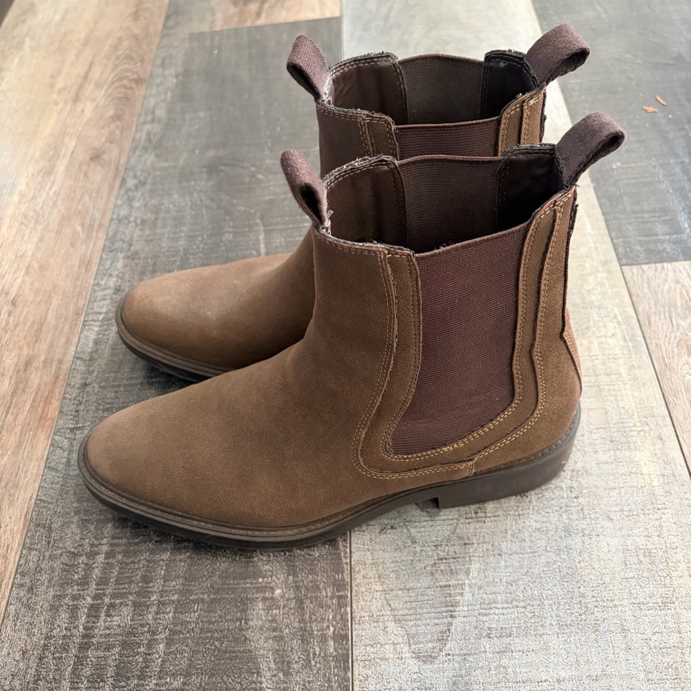 Zara Brown Chelsea Boots Suede Nubuck Ankle Boots Size EU 40